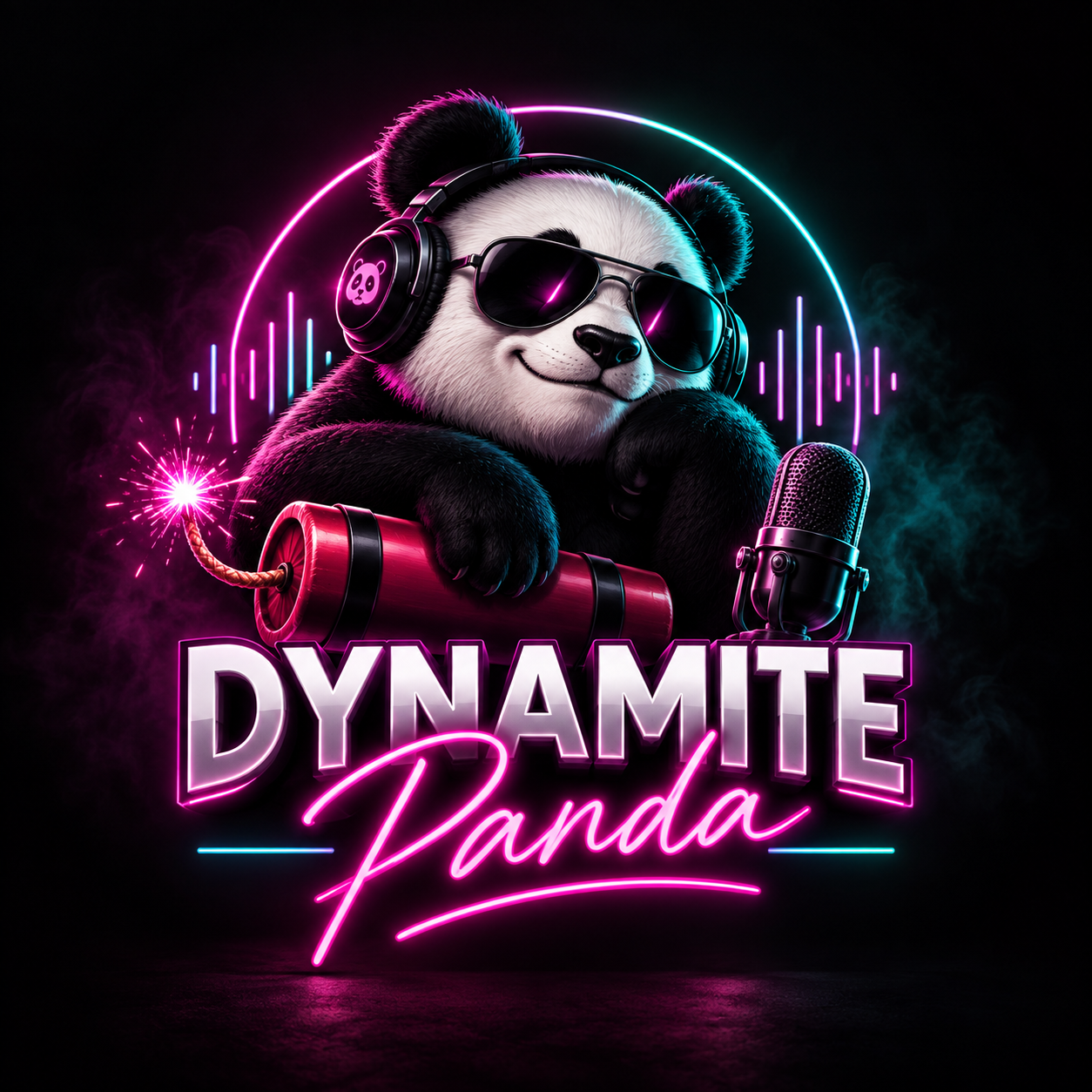 Dynamite Panda neon podcast logo